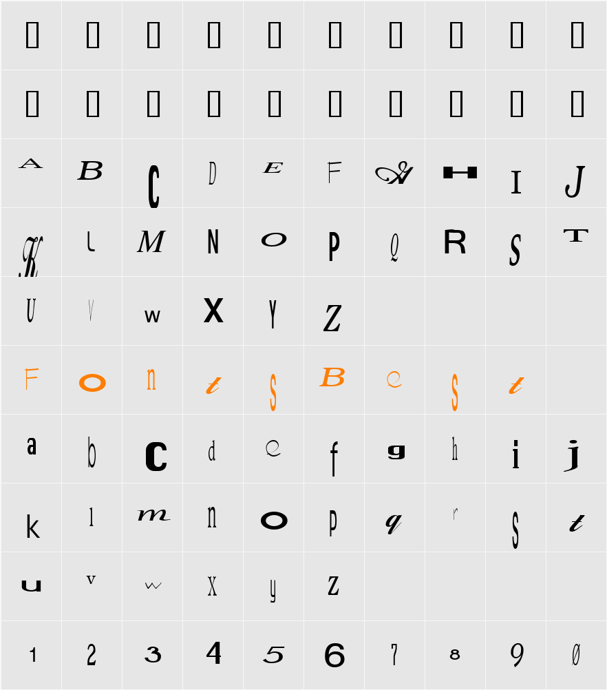 JI-Outvie Character Map