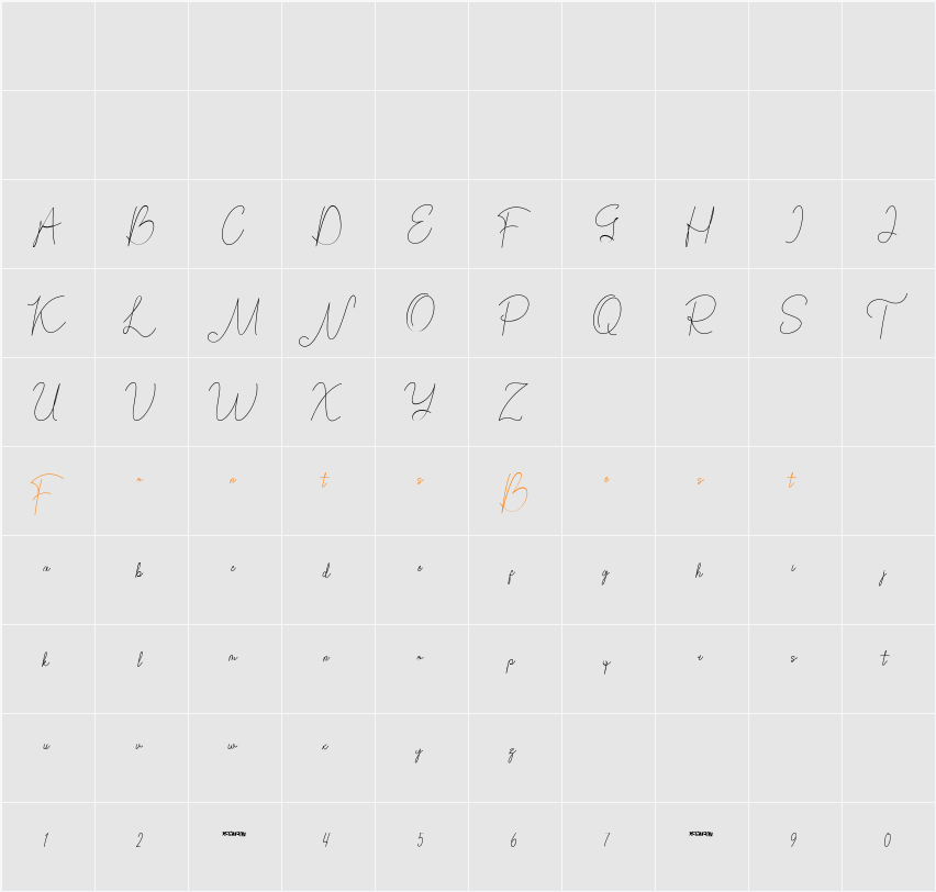 Bordershine Monoline Demo Character Map