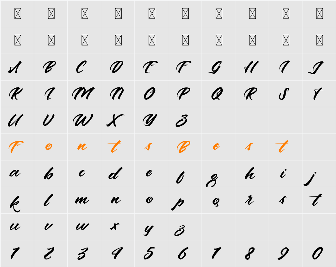Andalas Character Map