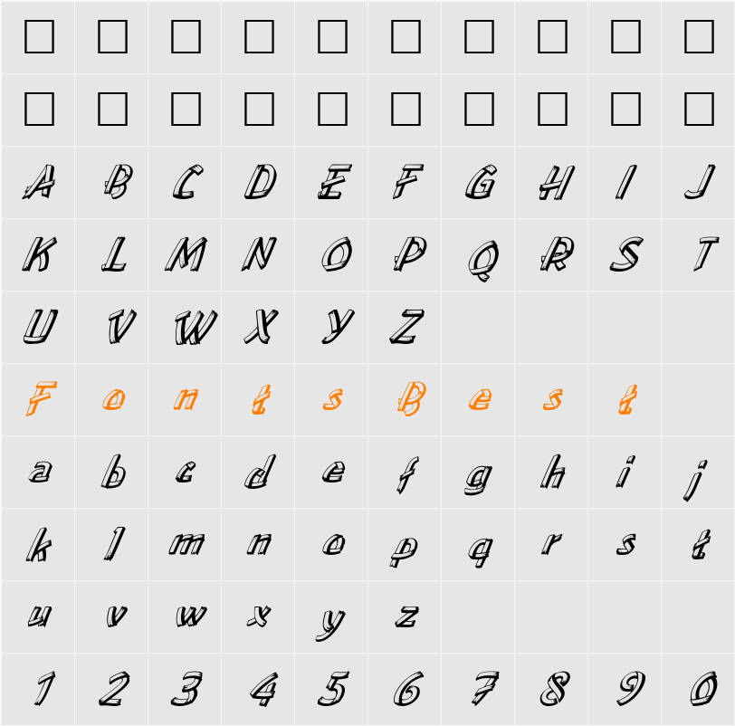 FZ UNIQUE 15 ITALIC Character Map