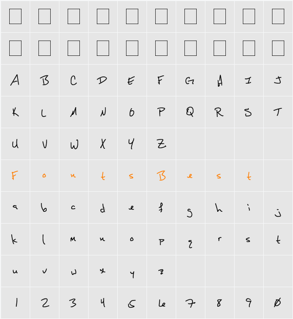 Daryl Short Character Map