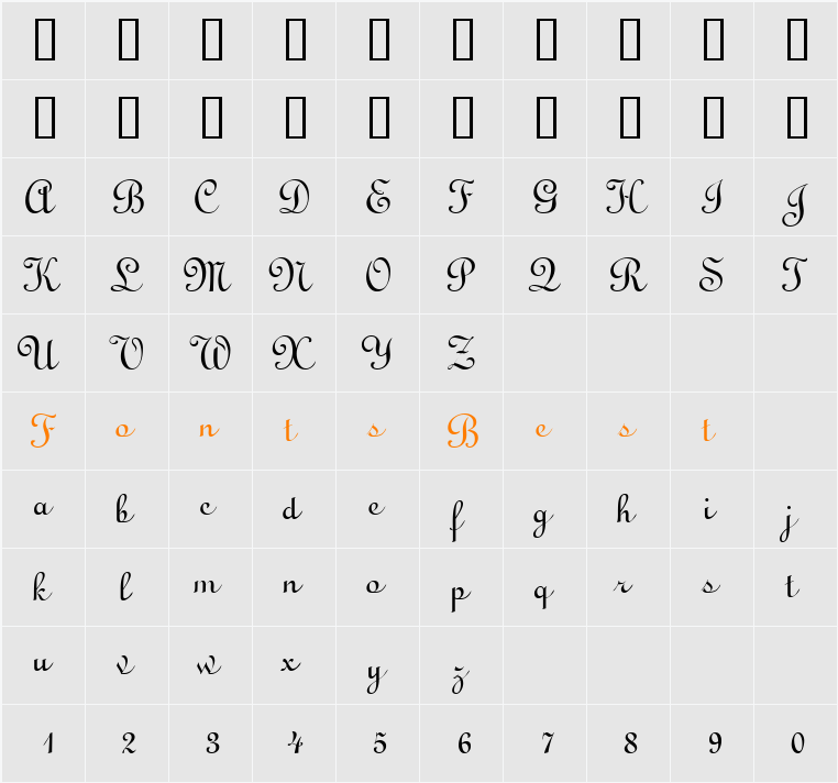 MonasteryScriptSSK Character Map