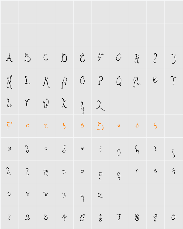 Bellyfish Character Map