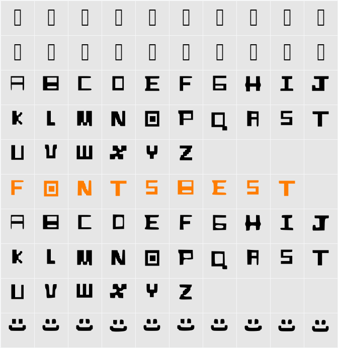 BoxCraft_Alphabet_Font Character Map