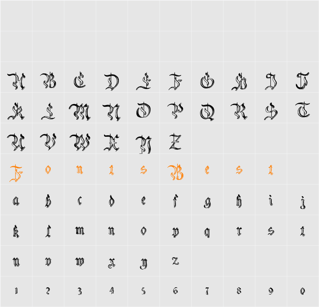 Charterwell No5 Character Map