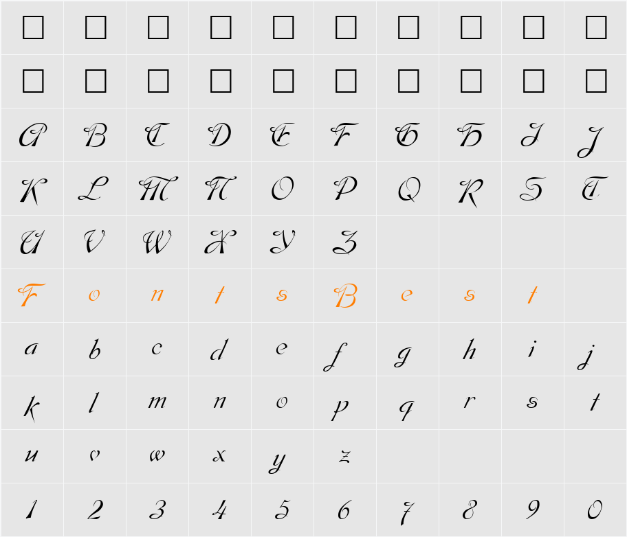 DobkinScript Character Map