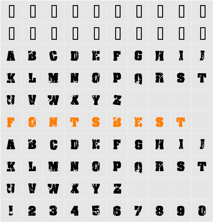 CF Crack and Bold Character Map