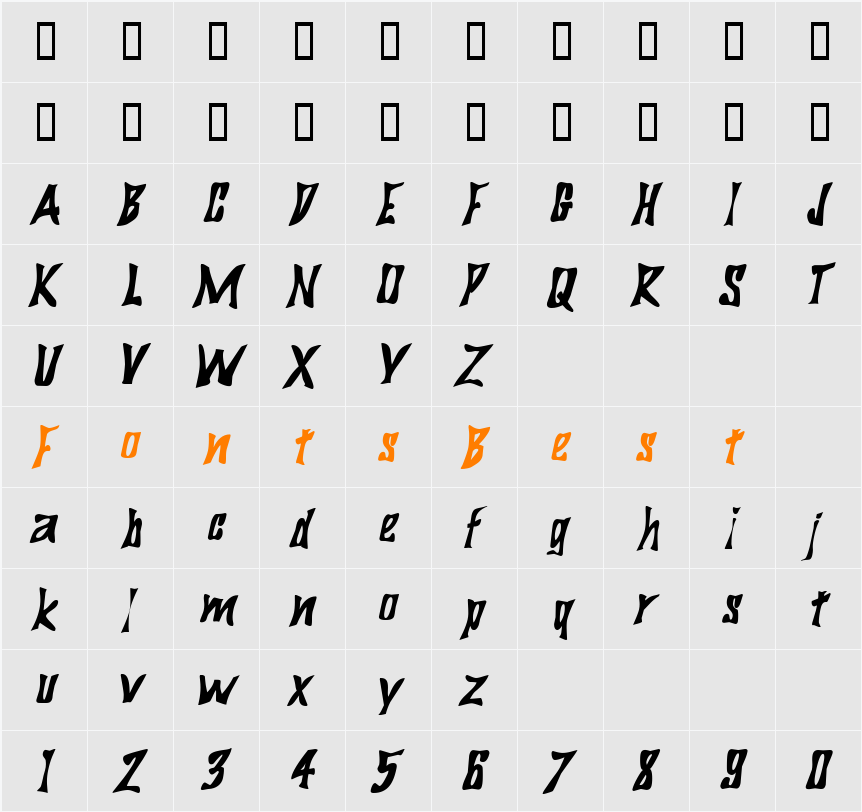 BigDaddy Character Map