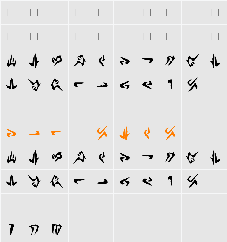 Nal-Huttese Character Map