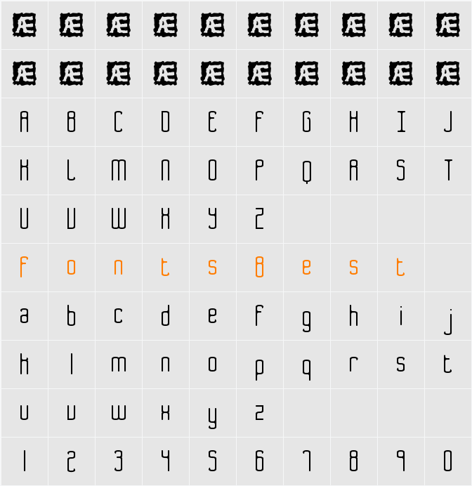 Bend 2 Squares BRK Character Map