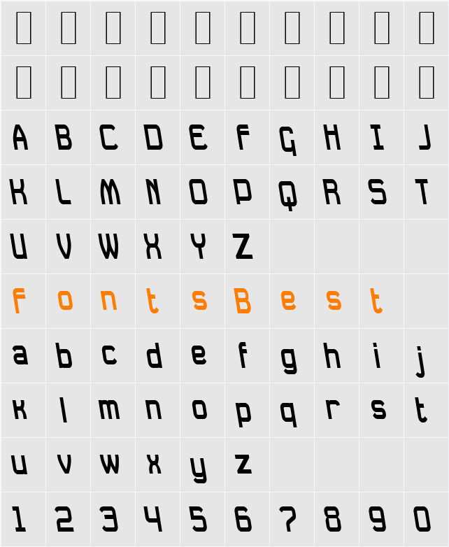 Daville Condensed Rev Slanted Character Map