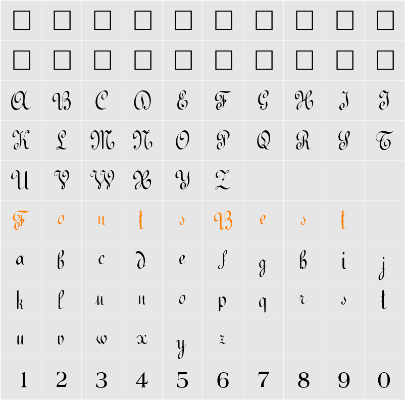 BedFord ttcon Character Map