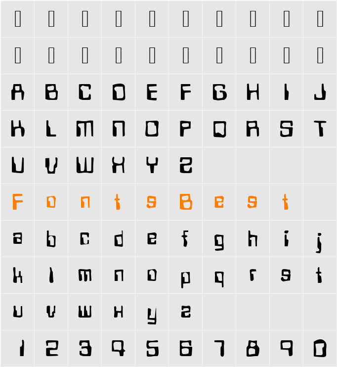 DTCDirtyM12 Character Map