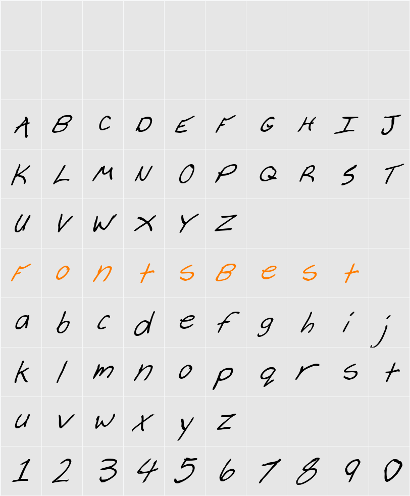 Cheyenne Hand Bold Italic Character Map