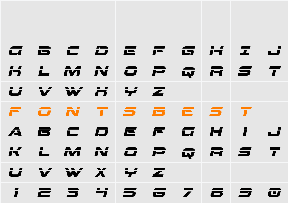 Beam Weapon Laser Italic Character Map