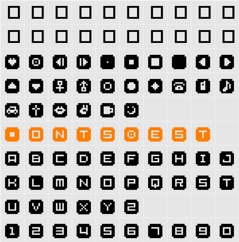BM stamp Character Map