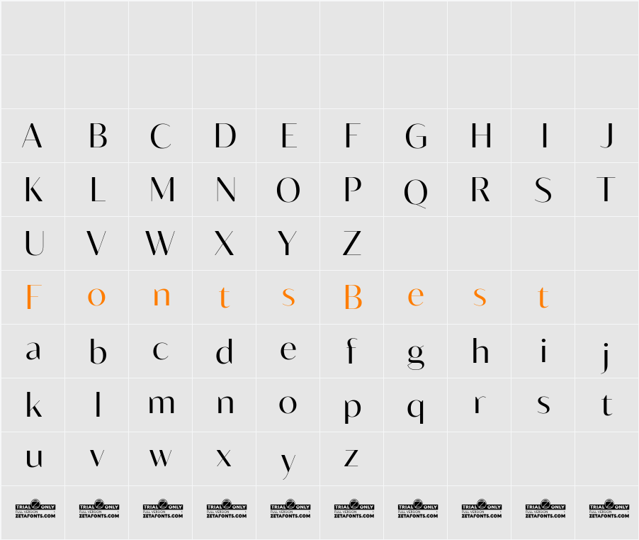 Blacker Sans Display Trial Book Character Map