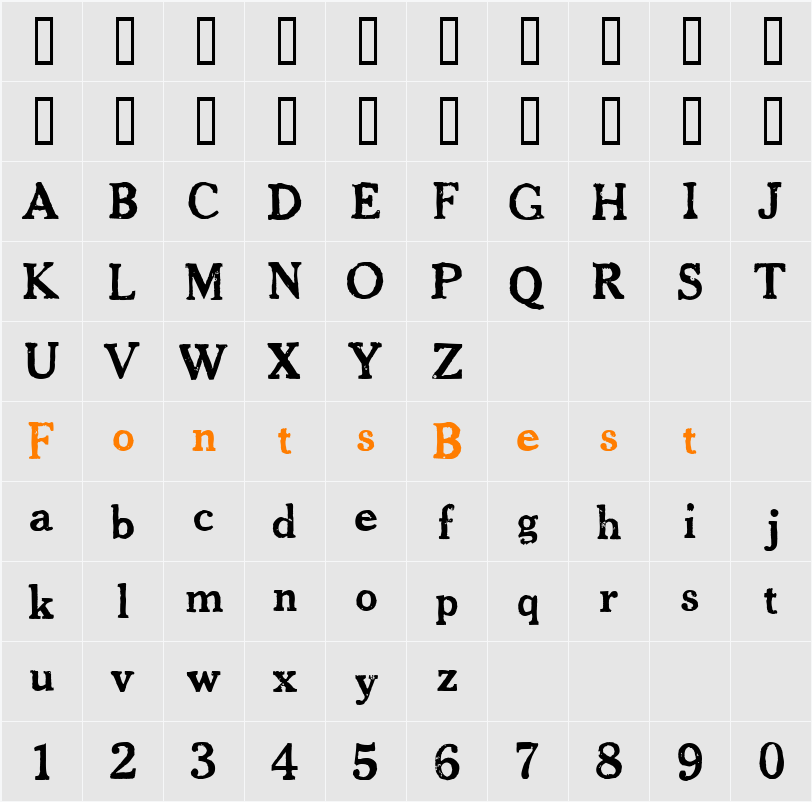 CheltPressDark Character Map