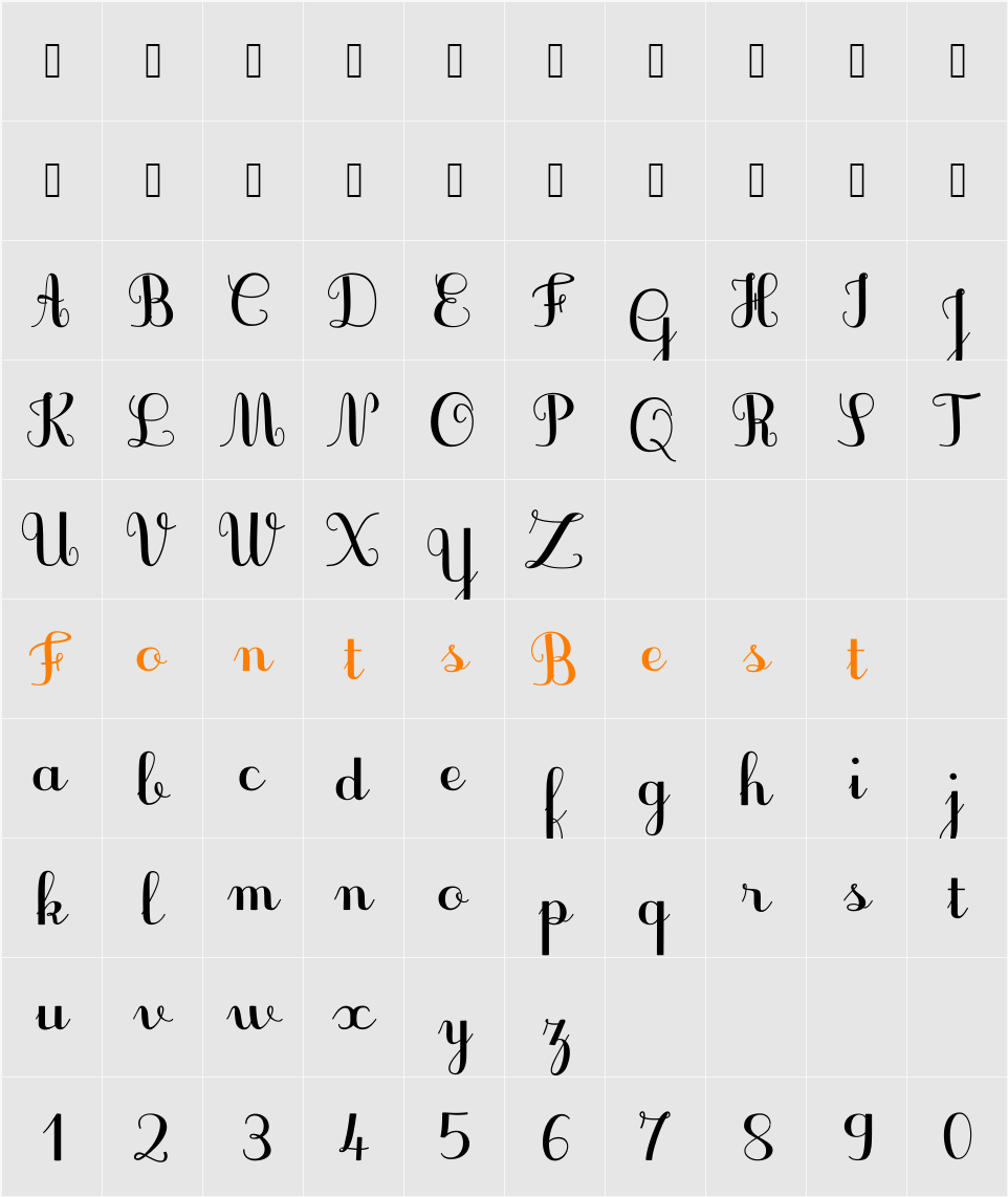 JBCursive-V3 Character Map