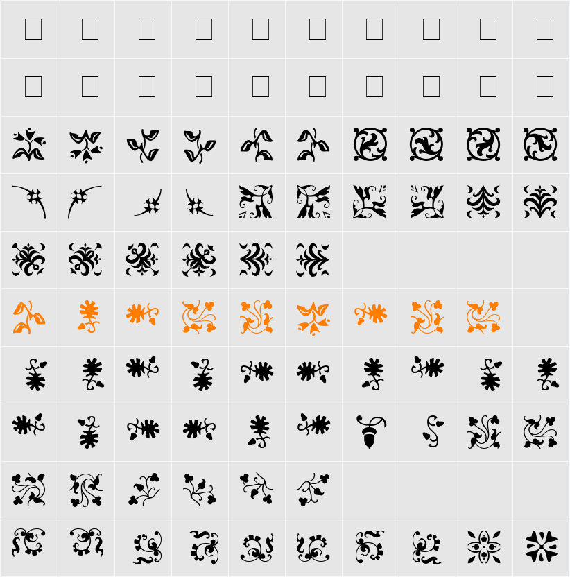Borderbats-Fleur Character Map