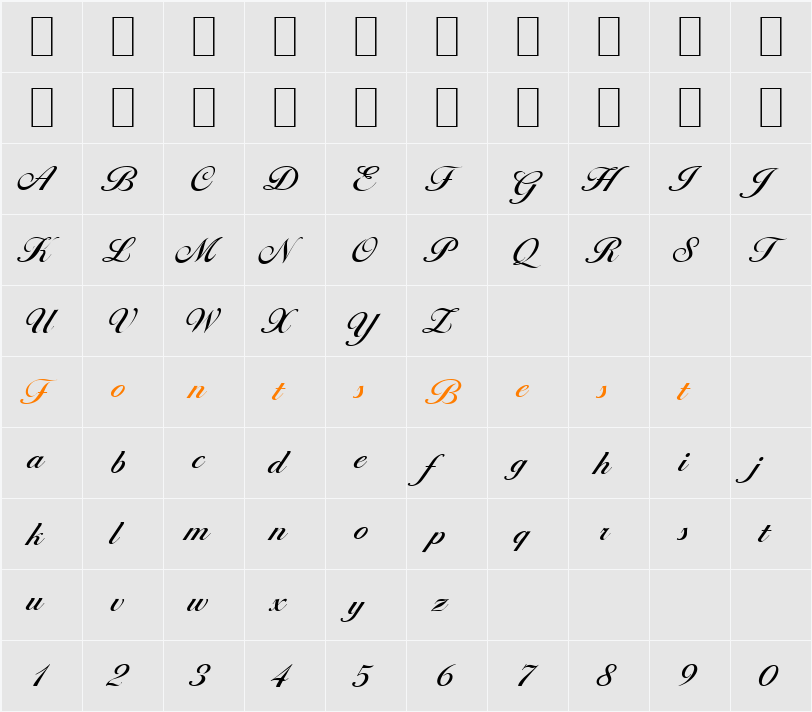 Ballantines-Serial-Medium Character Map