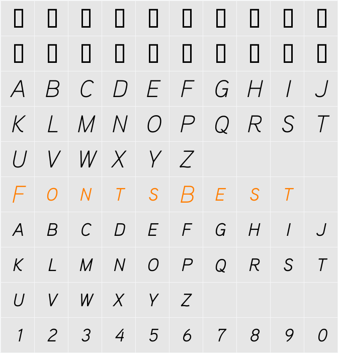 Aaux ProLight Italic SC Character Map