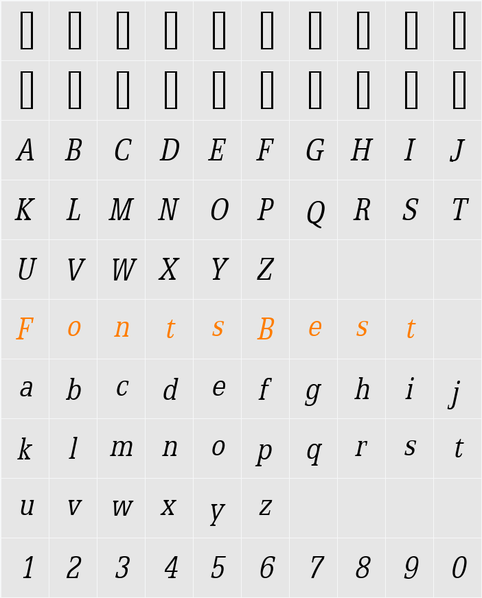 Eggo Condensed Character Map