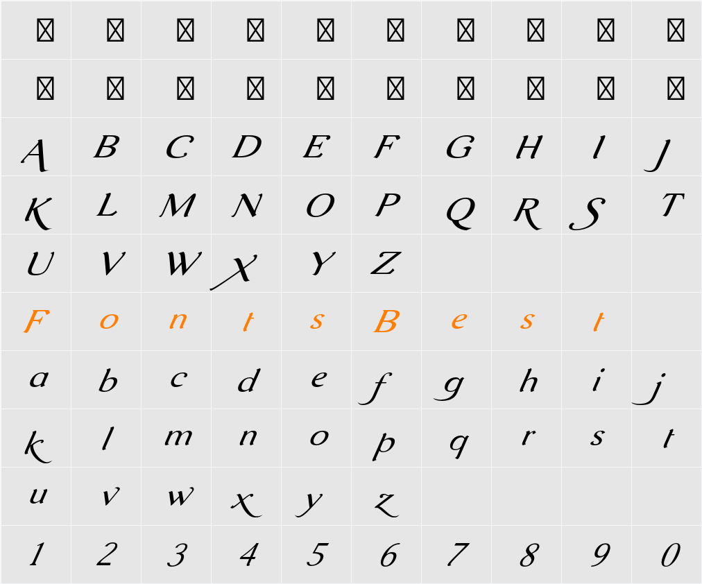 Aurelis ADF Script No2 Std Ext Character Map