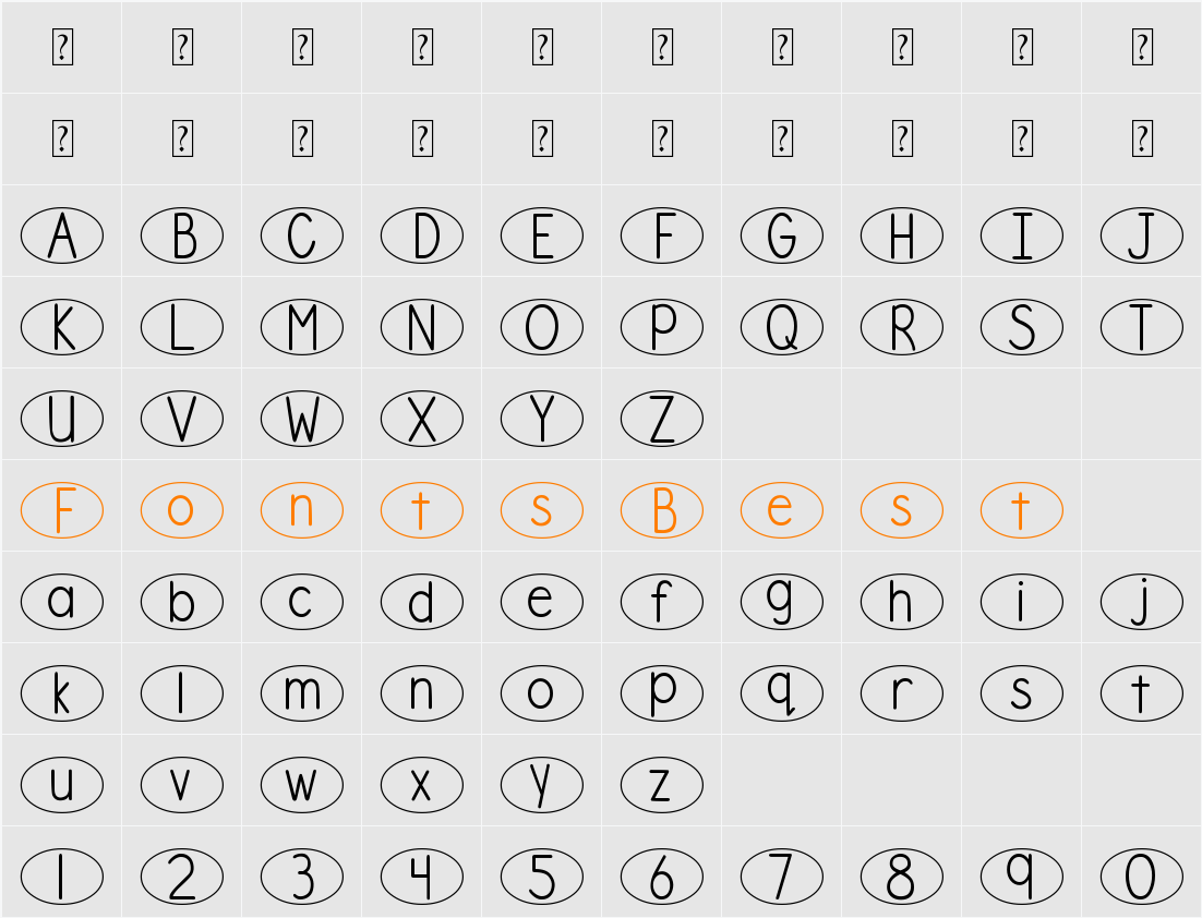 DJB Standardized Test Oval Character Map