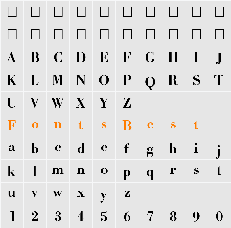ModernBodoni Character Map