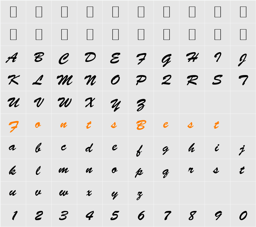 Banty Character Map