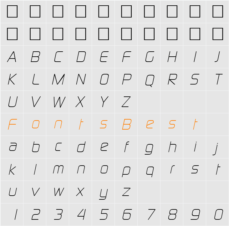 ModaerneLight Character Map