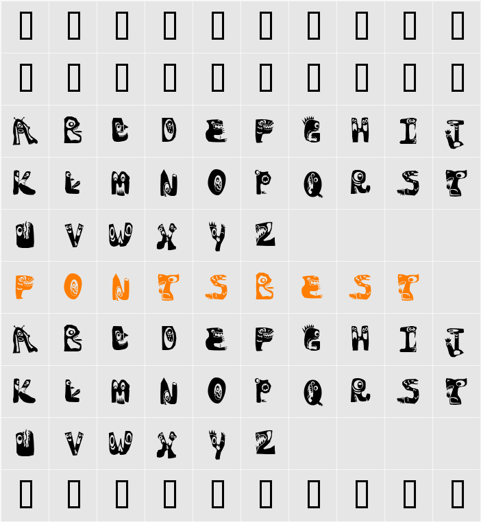 MonstoCaps Character Map