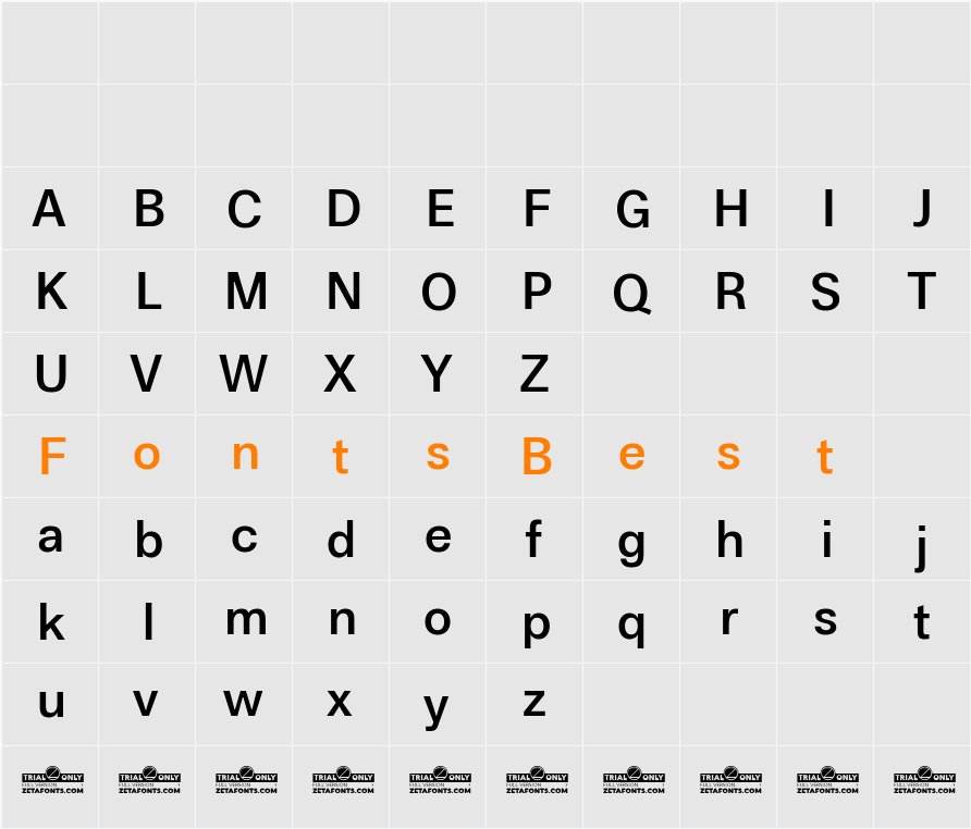 Boring Sans A Trial Medium Character Map