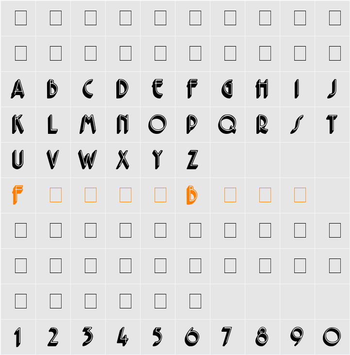 Ferio Display Caps SSi Character Map