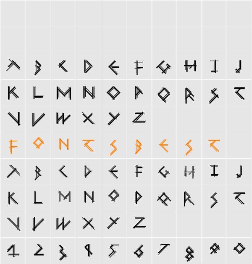 MouseStrokesCont Character Map