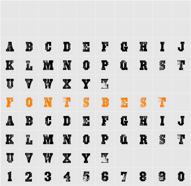 Cut and Shoot WF Character Map