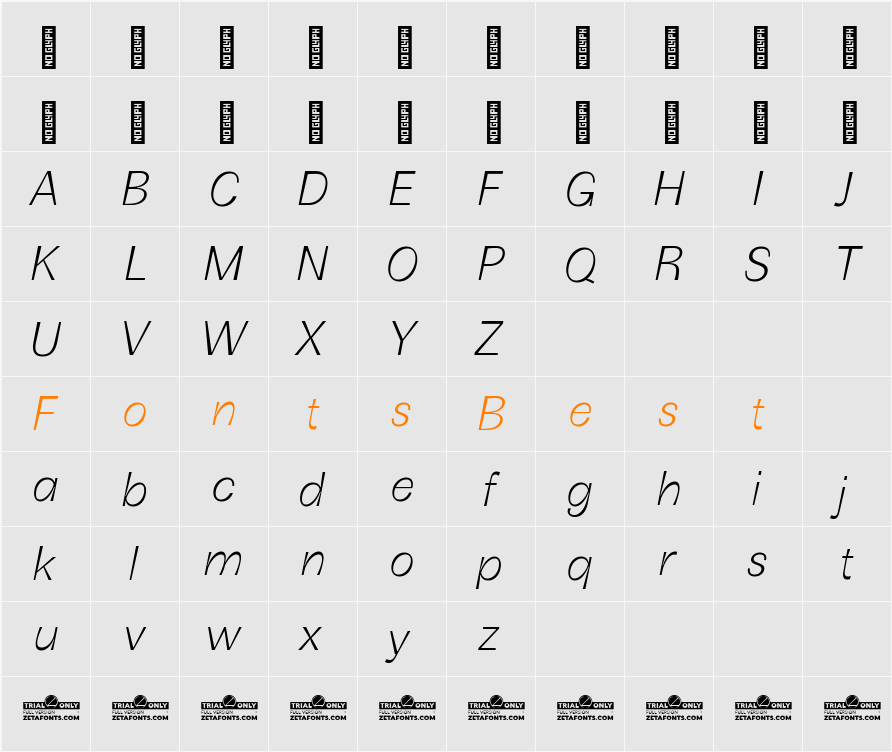Boring Sans B Trial Light Character Map