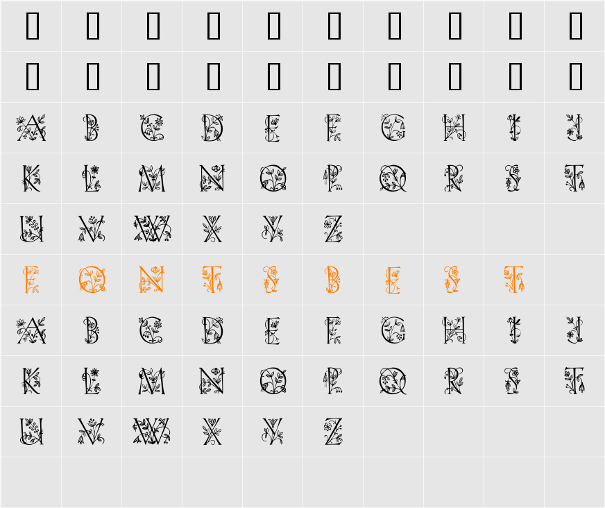 FleurDisplayCapsSSK Character Map