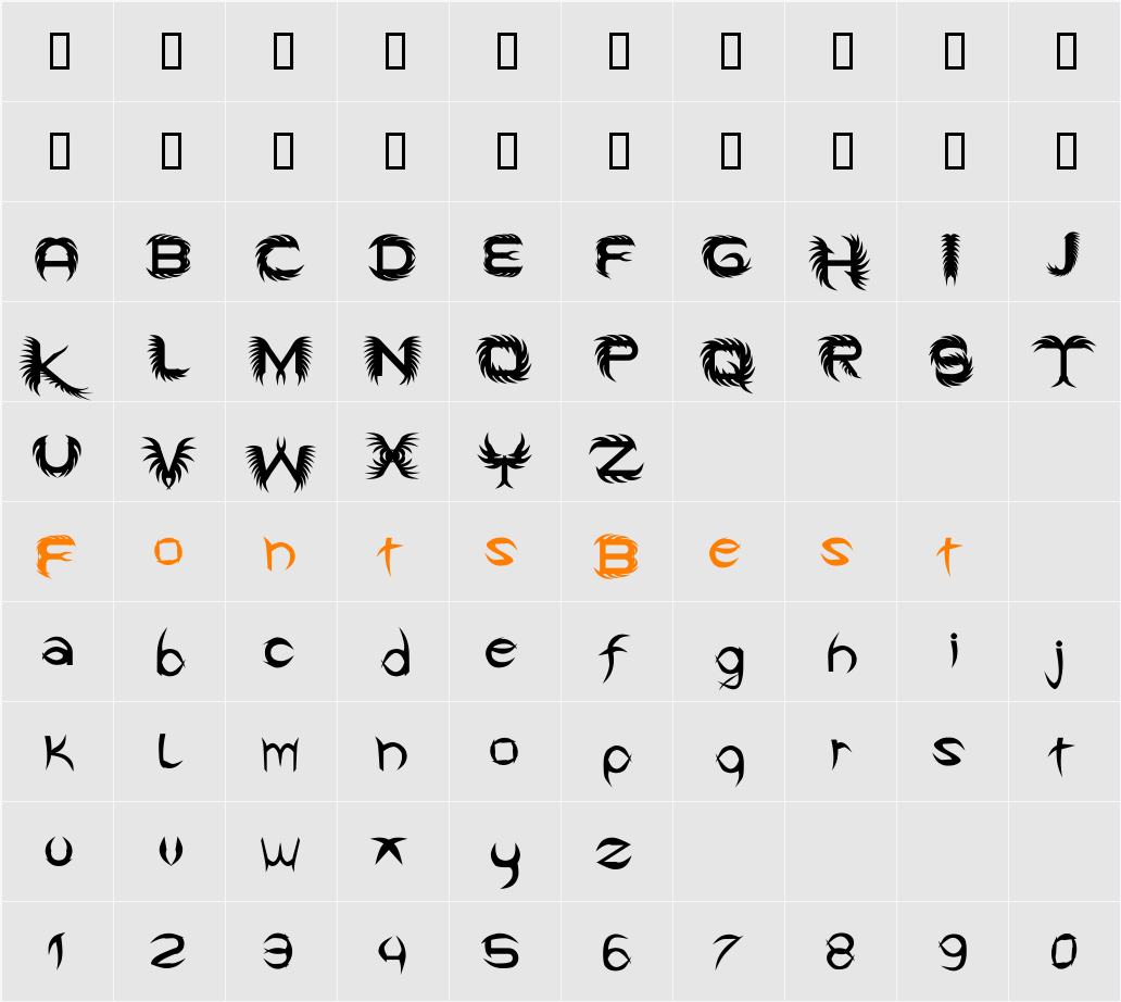 GDS Infinity Character Map