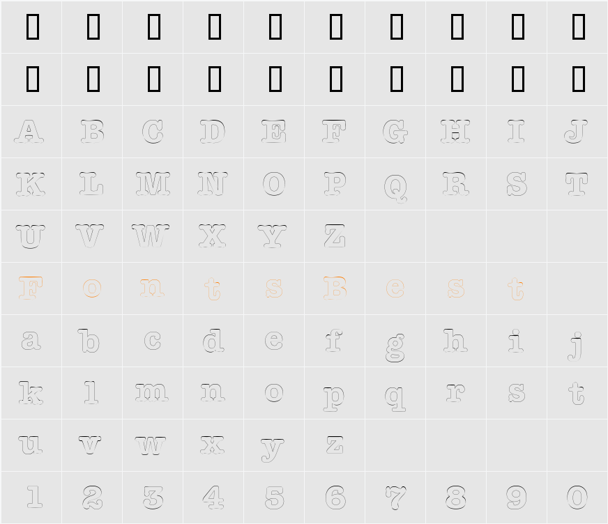 DatelineOutline Character Map