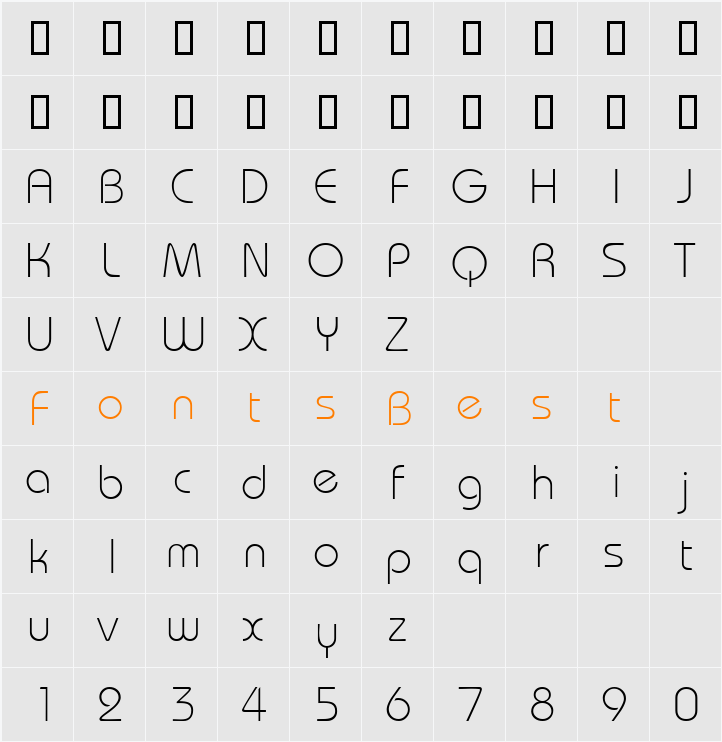 BaronLightDB Character Map