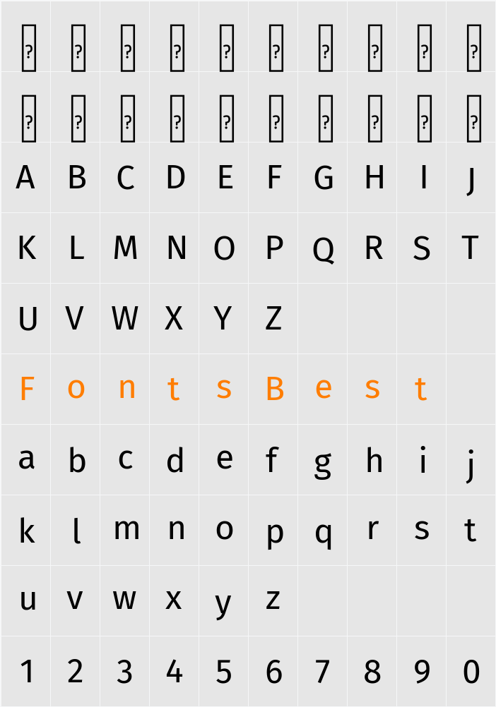 Fira Sans Character Map