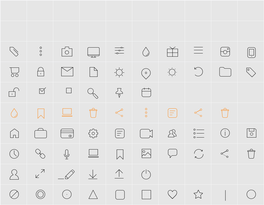 Arista Pro Icons Thin Character Map