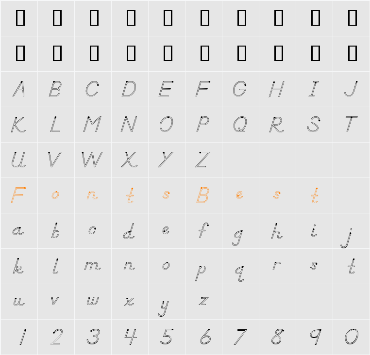 DN Manuscript Outlines Character Map