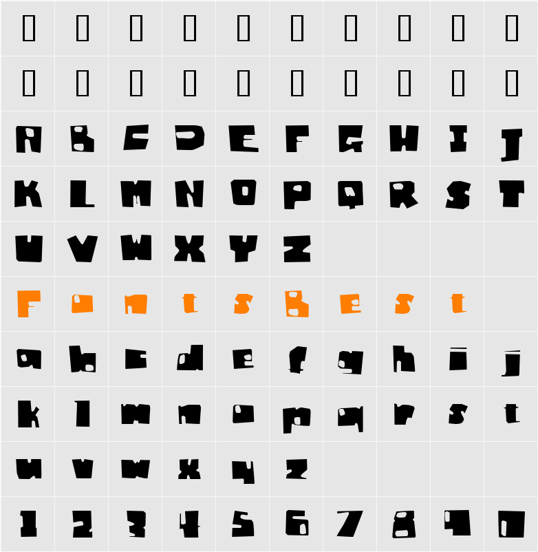 Badger Fatboy CTBT Character Map