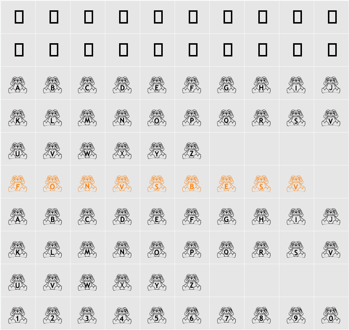 BillyBear Bunny Character Map