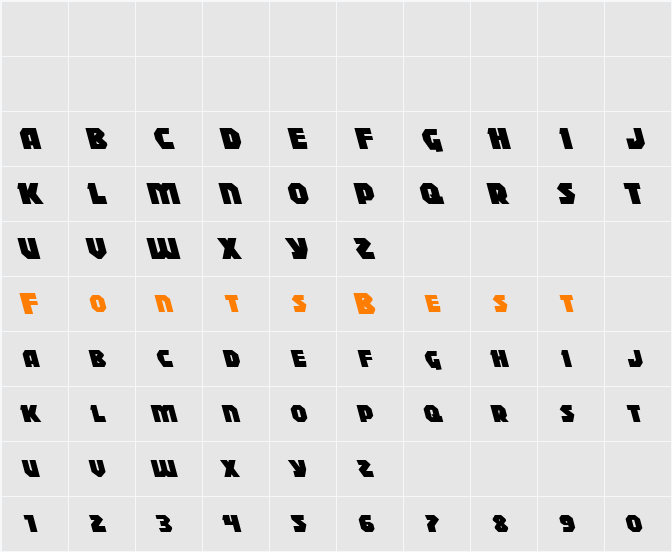 Blitzstrike Leftalic Character Map