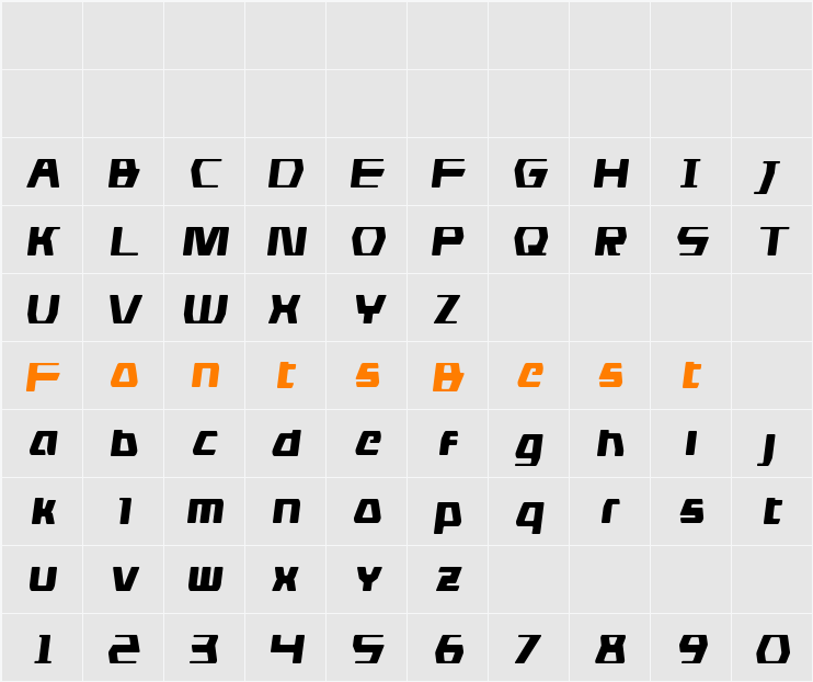 DS man Condensed Semi-Italic Character Map