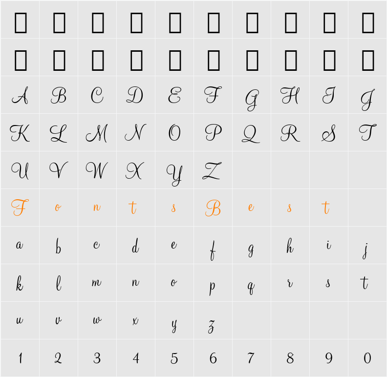 Monterey BT Character Map